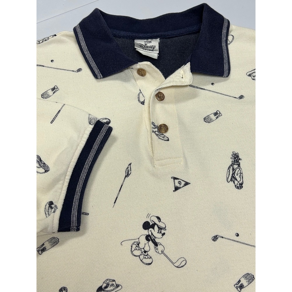 Vtg Disney Store Mickey Mouse Golf Polo Shirt Men L Preppy AOP Resort Y2k Summer